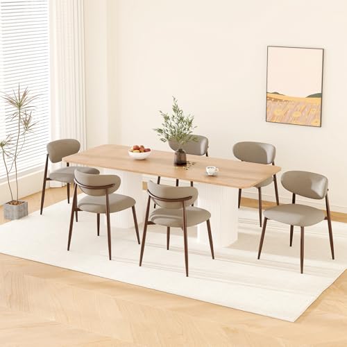 Image of MALOL Dining Chairs Set of 6, Upholstered Dining Room Chairs with Metal Legs and Anti Slip Pads, Curved Back Kitchen Chair for Home and Restaurant Use, Camel