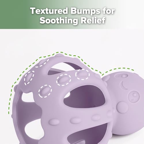 Image of haakaa Octopus Rattle Teether,2-in-1 Baby Teething Toy with Gentle Rattle,Soft Textured Teether for Sore Gums,Easy to Grasp Sensory Toy for Babies 3M+,Lavender