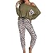 Produktbild Damen Zweiteiliger langer Pyjama-Set, Loungewear, Nachtwäsche, Hemd und lange Hose mit Leopardenmuster, Grün, 42(L)
