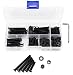 binifiMux 180pcs M4 x 20mm/ 25mm/ 30mm/ 35mm/ 40mm Black Flat Phillips Head Screws Hex Nuts Self Lock Nuts Flat Washers Assortment Kit, Carbon Steel Grade 4.8