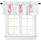 Litter Star Window Valance Rod Pocket Panel for Kitchen Bedroom Windows Farm Cute Pig Valances Short