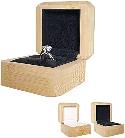 ZHIG hamawei natural wooden jewelry ring box wooden ring box single ring display stand box wedding ring storage display stand decorative solid wood ring display stand68151115278, Black lining