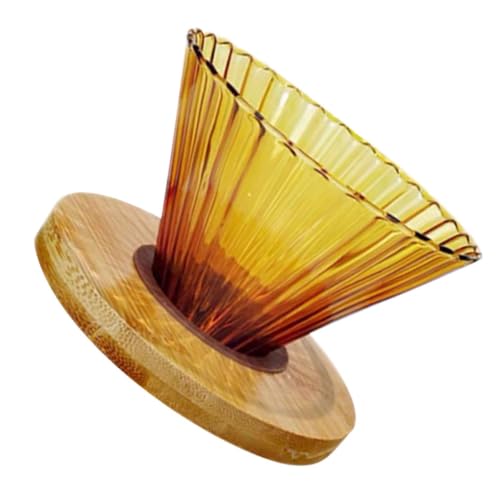 ULTECHNOVO Cono para Filtro de Café Embudo de Vidrio Borosilicato, Soporte de Madera Incluido, Uso Portátil para Vertido y Preparación de Café en Hogar o Eventos