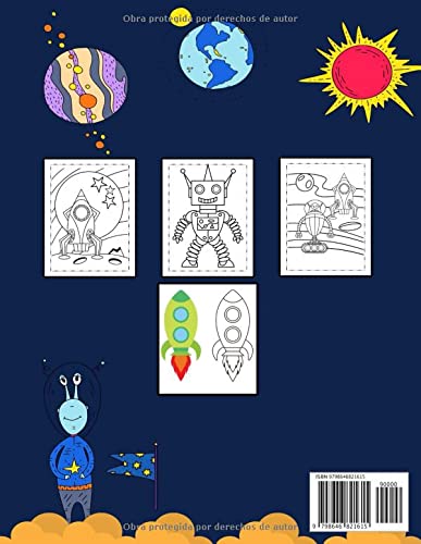 Miniatura 2 de El Espacio Libro para Colorear para Niños 50 Ilustraciones Originales Cuaderno para Pintar Planetas, Robots, Astronautas, Marcianos, Ovnis y ...