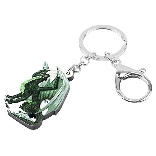 WEVENI Acrylic Alloy Dragon Keychains for Women Girls Teen Car Bag Purse Charms (Green)2