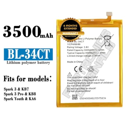 Image of BL-34CT Battery for Tecno Camon i4 / Camon -iSky3 / KB3 / CB7 / CB7J / KB7 / KB7J /Battery with 6 Month Warranty**** (I290)