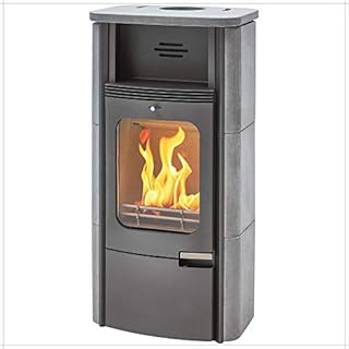 Dauerbrand Kamin-Ofen Caminos Prestige 2.0 guss-grau Speicher-Stein für Scheite Press-Holz Briketts Anthrazit und Braun-Kohle 7kw modern mit Abbrand-Automatik