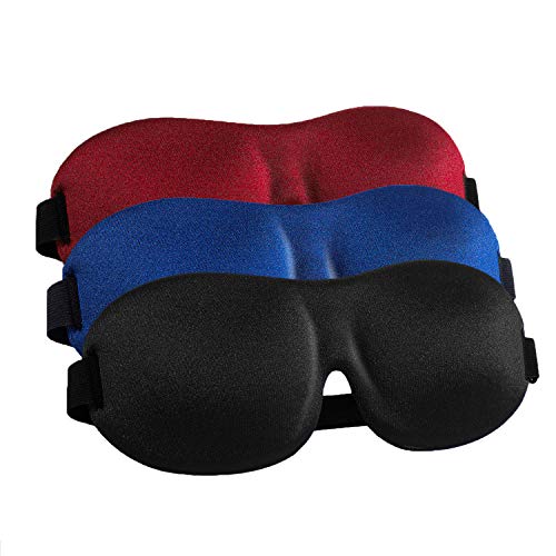 Sleep Mask 3 Pack, Upgraded 3D Contoured 100% Blackout Eye Mask for Sleeping