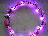 LED Haarreifen Leucht Blink Braut Blume Krone Blumenkranz Haar Reif blinky Haarreif wmulti (blaue Blüten mit blauem Licht)