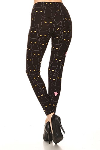 Leggings Depot High Waisted Checkered & Animal Print Leggings for Women-Full Length-R862, Catmouflage, 1X3X