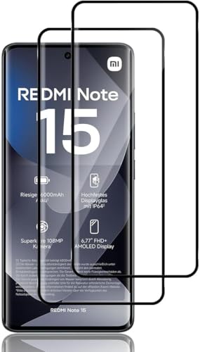 Gosento For POCO M8 5G / Redmi NOTE 15 5G �K���X�t�B���� ��U�h�~ �d�x9H �C�A�h�~ �t���ی�t�B���� (�u���b�N)
