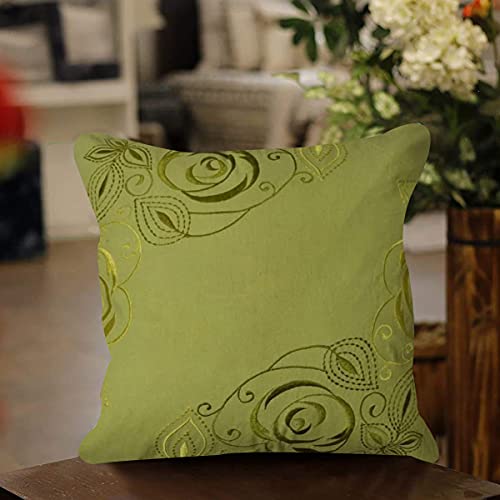 Image of SAJAVAT HOME CC78 Cotton Stripe Khadi Print Cushion Cover (Pack of 1) 18x18 INCHES /45x45 cm Blue & Off White (Lime Green, Cotton)