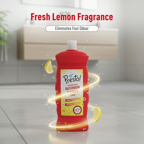 Image of Amazon Brand - Presto! Bathroom Cleaner - 1 L (Lemon, Pack of 2)