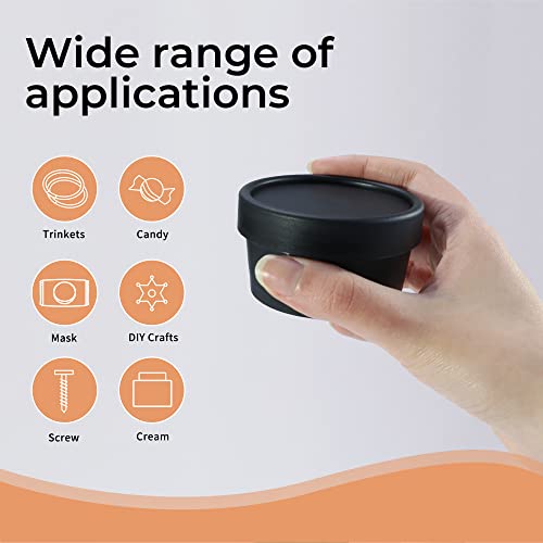 LONGWAY 1.7oz/50ml Empty Slime Containers Plastic Jars with Lids for Beauty Products, DIY Slime Making or Travel Storage MakeUp (12 Pack, Black)2