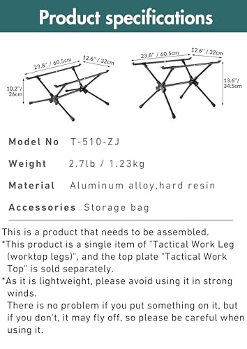 camping moon Patas de Mesa Tácticas para Tablero de Trabajo T-510-ZJ miniatura 5