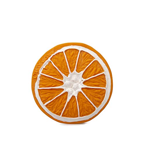 Image of Oli & Carol Natural Rubber Teether - Fruit Shaped Teething Toy for Babies 0-12 Months | Baby Teething Relief | Teethers for Infants 0-6 & 6-12 Months | Natural Hevea Rubber (Clementino The Orange)