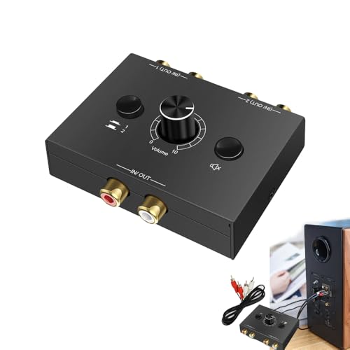 YFFSFDC 2-Way �o���� RCA �X�e���I �I�[�f�B�I �X�C�b�`���[HiFi AV L/R �T�E���h�`�����l�� 1����2�o�� / 2����1�o�� DVD�E�X�e���I�X�s�[�J�[�ECD�v���[���[�Ή� RCA �X�e���I�Z���N�^�[ �~���[�g �{�^���t�� �v��