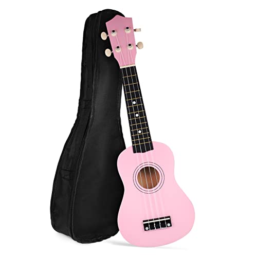 MAJORMENCH Ukelele Soprano De Color Rosa Kit De Inicio Con Bolsa De Almacenamiento Púas y Cuerdas Para...