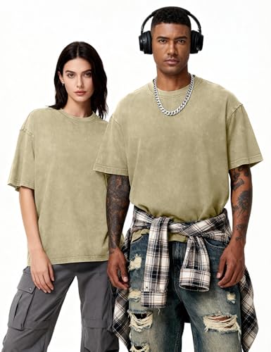 Image of Eiscntd Mens Oversized T-Shirts Heavyweight Cotton Vintage Unisex Baggy Tee