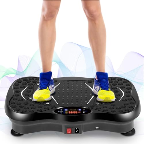 Compact Vibration Plate Exercise Machine Mini Full Body Vibration Platform Exercise Machine for Lymphatic Drainage with Acupressure Nodes Burn Calories (black1)