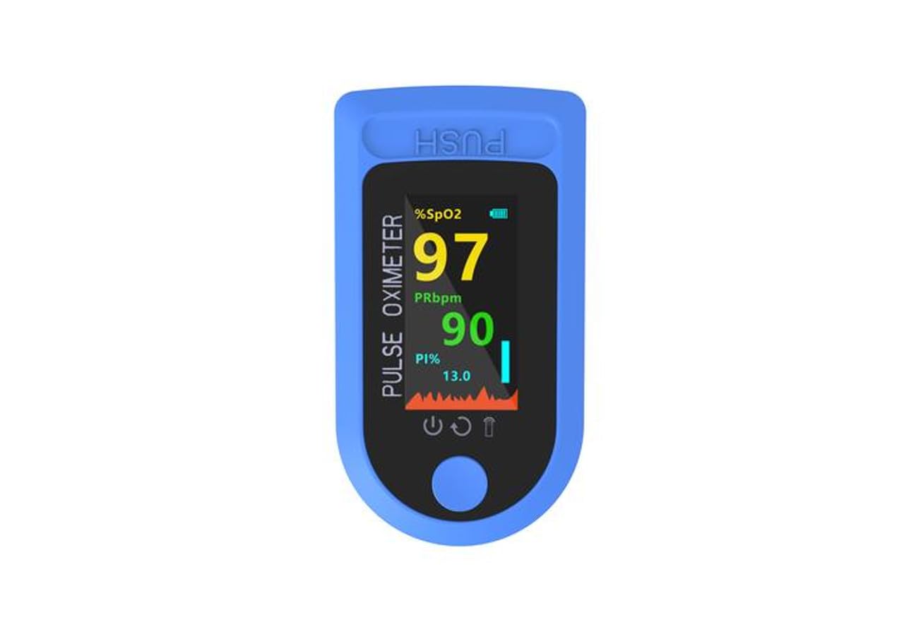 PREMIUM Digital Pulse Oximeter, Blue Medical Device with TFT Display, SpO2 and Heart Rate Monitor, Professional Blood Oxygen Saturation Meter