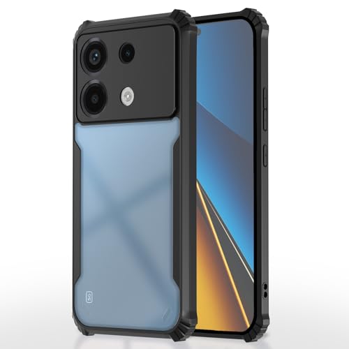 Image of Pikkme Poco X6 5G Back Cover | Crystal Clear Transparent Back | Ultra Hyrbid | Full Camera Protection | Raised Edge | Bumper Back Case (Black)