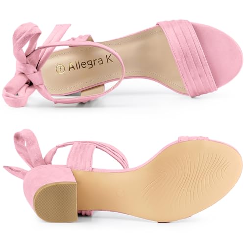 Image of Allegra K Women's Open Toe Ankle Tie Back Block Heels Sandals