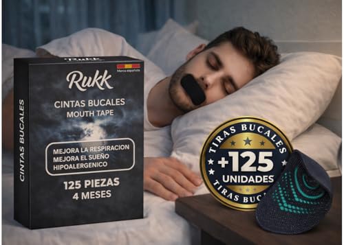 Mouth Tape 125 Unidades – Cinta Bucal Antironquidos, Tiras Bucales para Dormir, Parches Boca, Mejora la Respiración Nasal, Adhesivo Hipoalergénico