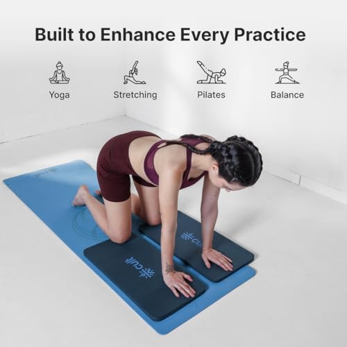 Image of CULT EVA Yoga Knee Pads for Men & Women (Pack of 2) Blue 20mm Thick Non-Slip Joint Support Cushion for Yoga, Pilates, Meditation & Floor Exercises Lightweight, Durable & Portable Fitness Accessory