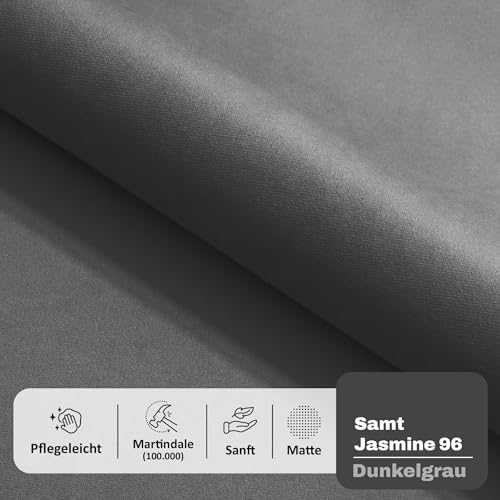 MOTIVENA Boho Bett 180x200 Grau Samt, mit Stauraum, mit Kopfteil, mit Lattenrost, ohne Füße, ohne Matratze, Polsterbett 180x200 mit Bettkasten Grau (Anthrazit) – Bild 5