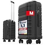 GENTOR Handgepäck Koffer M 54x37x20cm – Leichter Reisekoffer mit Rollen & TSA-Schloss – Trolley in Carbonoptik – Hartschalenkoffer 39L – Kabinengepäck für Flugzeug & Travel (Schwarz)
