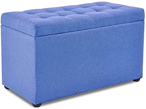 Tabouret portable bleu foncé repose-pieds de salon avec rangement - 5