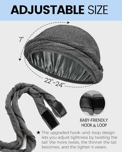 Image of Ababalaya Upgraded Satin Lined Halo Turban Durag for Men &Women Sleeping Bonnet PRE-Tied Headwraps for Hair Loss