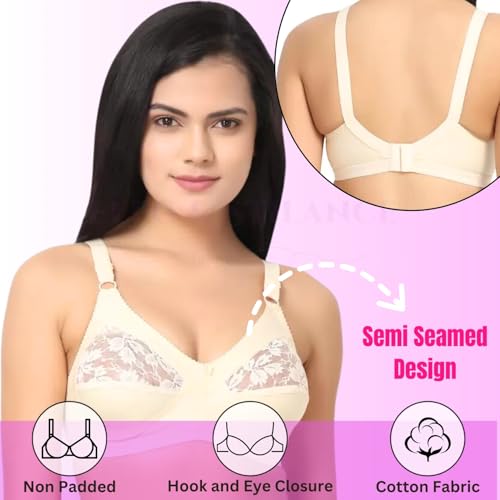 Image of ELEG & STILANCE Women's Cotton Plus Size Minimizer Bra Non-Padded Big Bust Support with Adjustable Straps Soft & Comfortable Everyday Bra