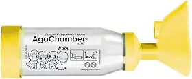 Espaçador Agachamber Baby 0 a 2 Anos com Máscara, Espaçador para Aerossolterapia +COFRINHO + ADESIVOS - SUPER FRIENDS
