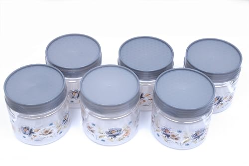 Image of 250 ml Set of 6 -Plastic Airtight Small Storage Container Boxes and Jar Kitchen Set - BPA-Free, Stackable Pantry Organizers for Kitchen Storage, Spices, Dry Fruits, Pulses (Grey)