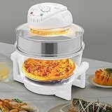 18Qt Extra Large Glass Air Fryer Non Toxic, 1400W Countertop Air Fryer Glass for Kitchen, Restaurant, Gatherings, Food Stalls, Healthy Bake, Grill, Steam Broil & Roast -Includes Tong, Broil Rack