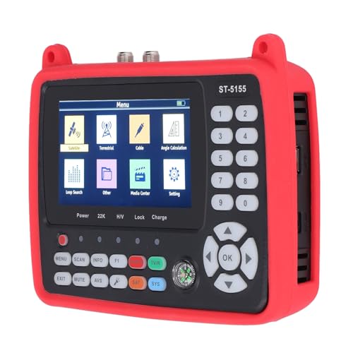 Satellite Finder, Sound Light Alarm Satellite Signal Meter Auto Manual Scanning LNB Short Circuit Guard for Antenna Cable TV System (US Plug)