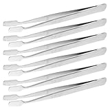 Hoement 6 pièces Lot de Pinces Épiler Acier Inoxydable Haute Précision Pince Plat Large pour Timbres Photos et Extensions de Cils Outils Multifonctions pour Collectionneurs et Manucure