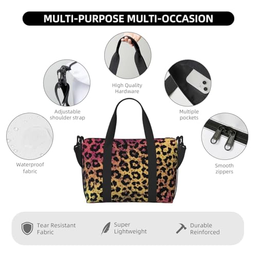 Travel Duffel Bag for Women, Large Shoulder Weekender Overnight Bag, Sport Gym Bag for Men, Carry On Tote Bags, Star leopard print Luggage Bag for Travel Essentials4