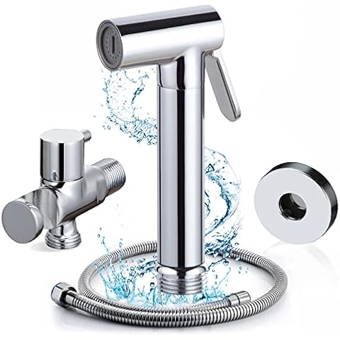Bidet Sprayer for Toilet, Brass Handheld Sprayer Kit with Adjustable Jet Spray for Toilet Hand Held Bidet Cloth Diaper Sprayer Set Muslim Shower Toilet Sprayer for Feminine Wash Cover