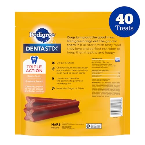 Pedigree Dentastix Large Breed Dental Dog Treats, Bacon Flavor, 40 Count - image 9