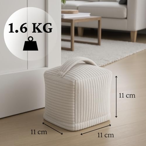 Türstopper sack 1,6KG beige in Cord | mit Griff | waschbarer Bezug | mit Reißverschluss | schwer | modern | Boden Sand sack | sack 2er Set