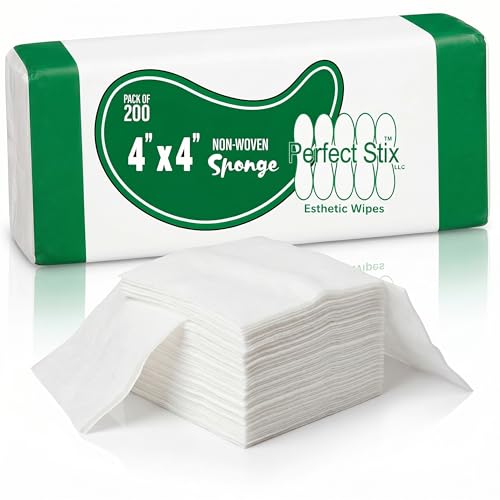 Perfectware Collection 4-Ply Disposable Esthetic Wipes, Non-Woven, Latex-Free, Soft and Durable, 4" x 4", 200 Count, for Salon and Spa Use