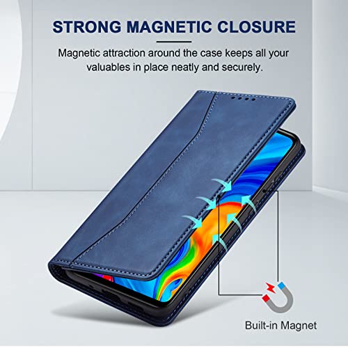 Image of Jasonyu Wallet Case for Huawei P30 Lite, PU Leather Cover with Stand, Magnetic Folio Flip, TPU Shockproof Interior Case and Card Holder Slots, Blue