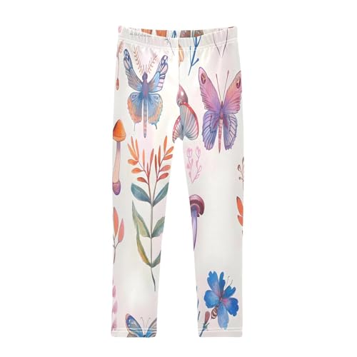 Toddler Girls Leggings Printed Yoga Pants Leggings Light Pink Watercolor Butterfly for Kids