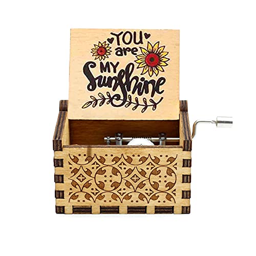 Boîte à Musique à Manivelle 'You're My Sunshine' - 18 Notes, Couvercle Peint, En Bois Et Métal - Pas Besoin De Piles