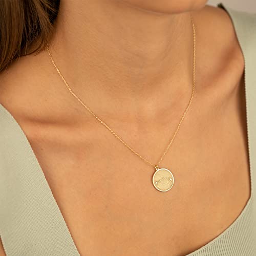 925 Sterling Silver Handmade Zodiac Sign Star Coin Disc Necklace - 18K Gold Horoscope Sign Necklace - Coin Astrology Pendant - Gift For Women & Girls - Gift For Birthday (22, 925 Sterling Silver) #TOP5