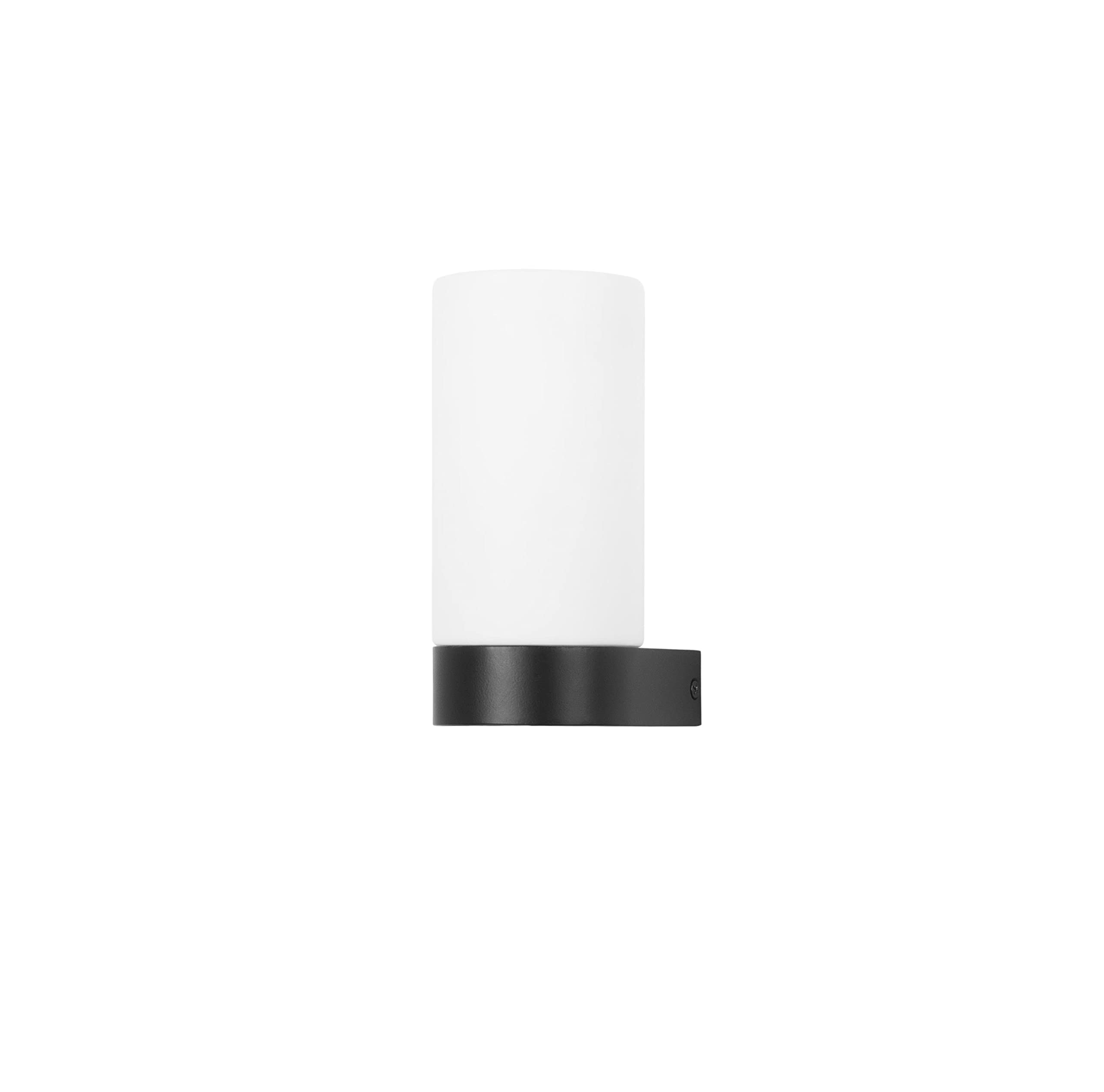FORLIGHT Metà - Aplique de Pared IP44 para Baño, Compatible con Bombilla E14, Aluminio Negro y Difusor de Cristal Opal, Iluminación Moderna y Elegante para Espacios Húmedos