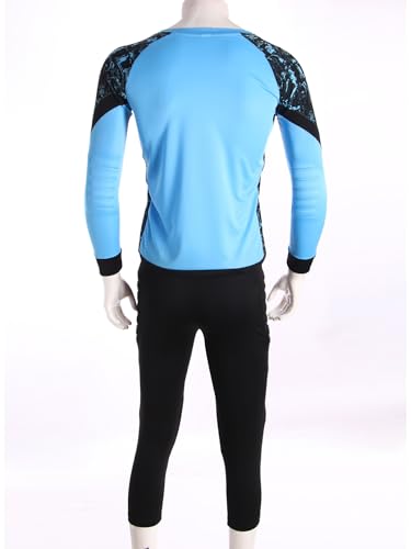 TiaoBug Kids Boys Pcs Football Athletic Tracksuit Long Sleeve Crewneck Goalkeeper Padded Jersey And Pants Trousers Set4